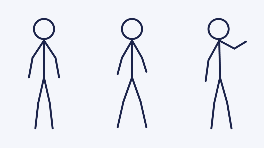 Turnaround — front, walk, gesture